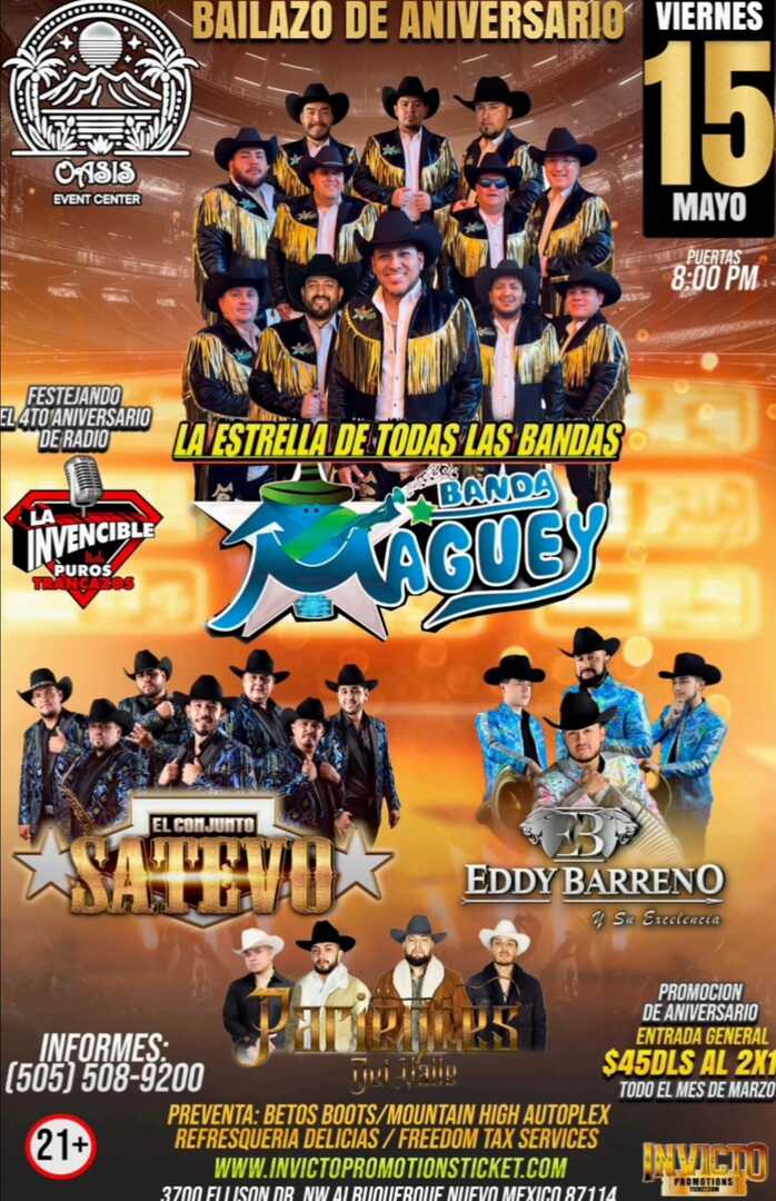 Banda Maguey La Estrella de Todos Los Bailes-Conjunto Satevo-Eddy Barreno-Oasis