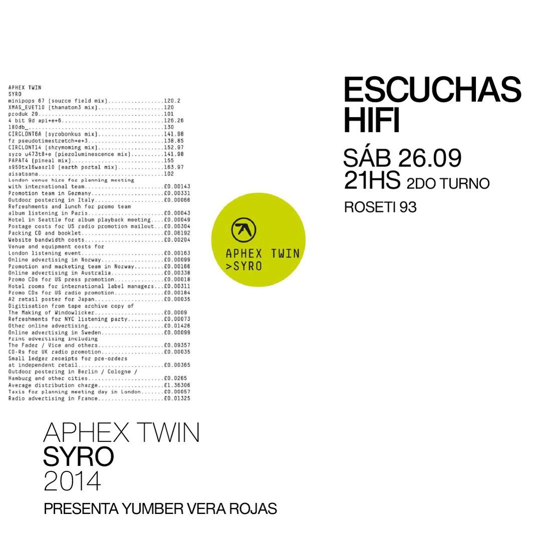 Escuchas HiFI - Aphex Twin - Syro (2014) 2do Turno - presenta: Yumber Vera Rojas