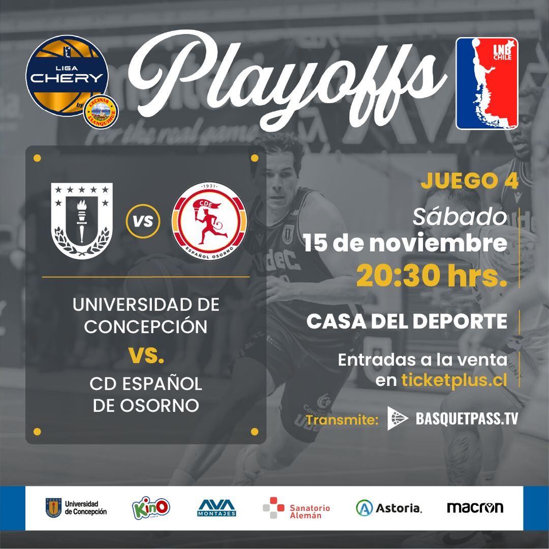 CD UdeC vs Coolbet Español Osorno / LNB Liga Chery de Transición by Cecinas Llanquihue / Playoffs Juego 4