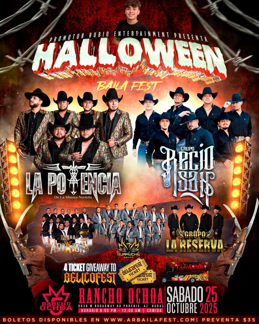 La Potencia de la Musica Nortena-Grupo Recio Sax-Banda Adixion-La Guamuchil Banda-Grupo La Reserva-Halloween Baila Fest