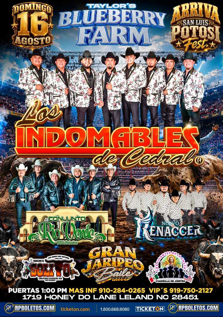 Los Indomables-Conjunto Rio Verde-Nuevo Renacer-Blueberry Farm-Leland NC
