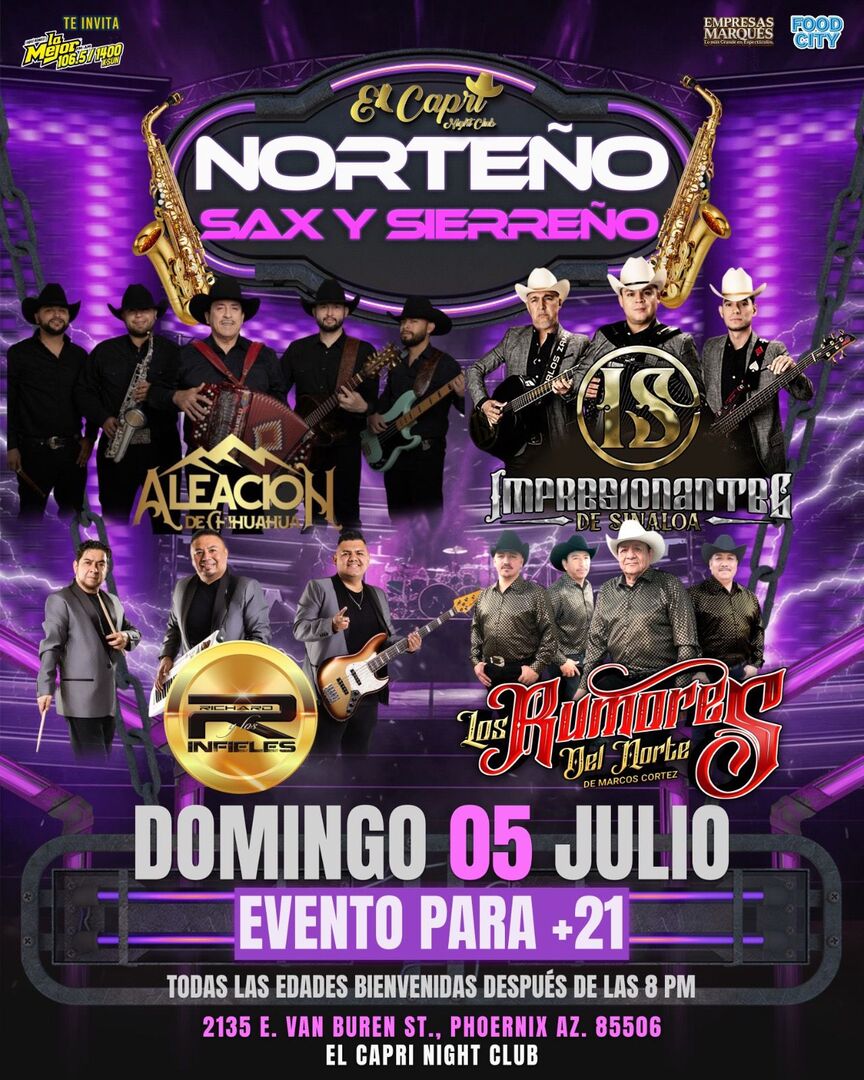 Domingo Norteño-Sax y Sierreño-Aleacion de Chihuahua-Impresionantes de Sinaloa-Richard y los Infieles-Los Rumores del Norte