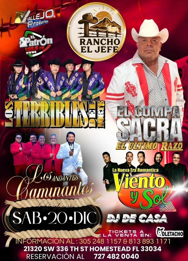 Los Terribles del Norte-El Compa Sacra-Los Andantes Caminantes-Viento y Sol-Rancho El Jefe