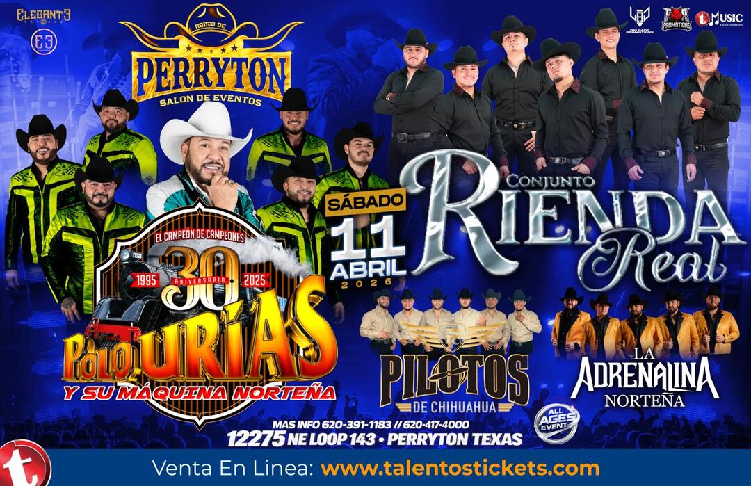 Polo Urias y La Maquina Norteña en Rodeo de Perryton en Perryton, Texas.