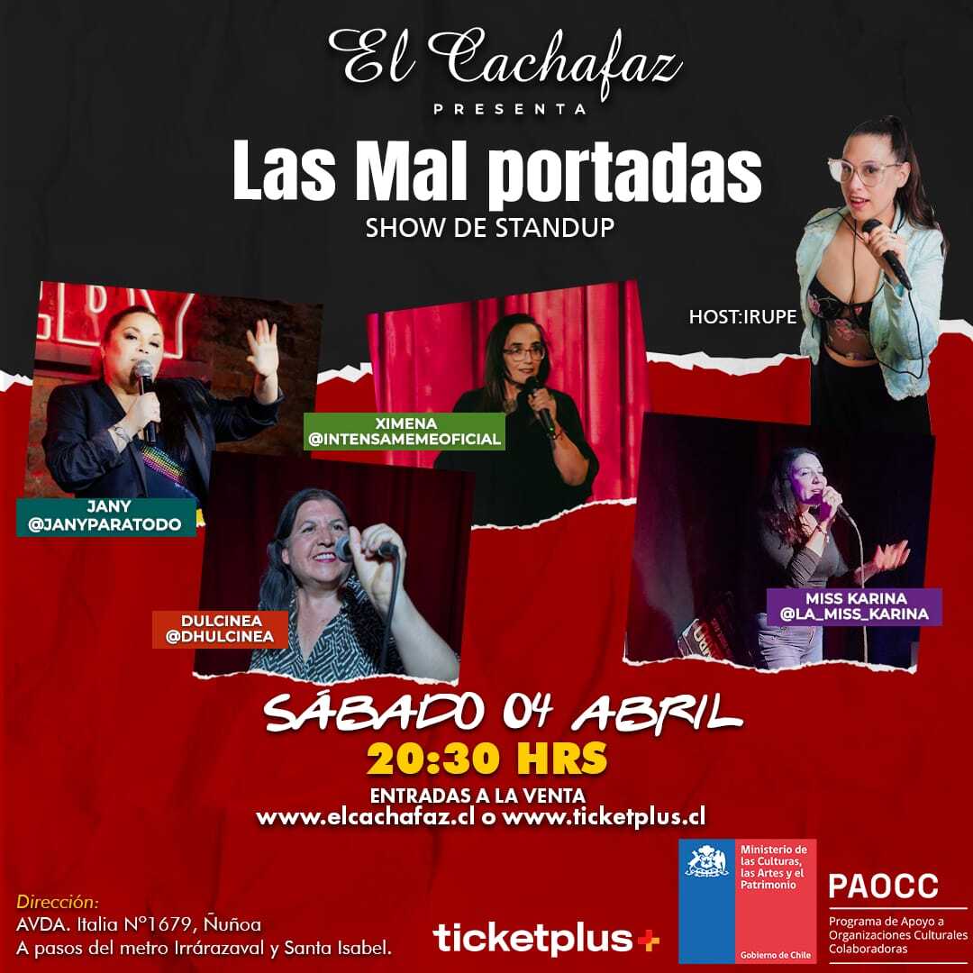 Show de Stand Up-Las Mal Portadas- Sábado 4 Abril 20:30hrs