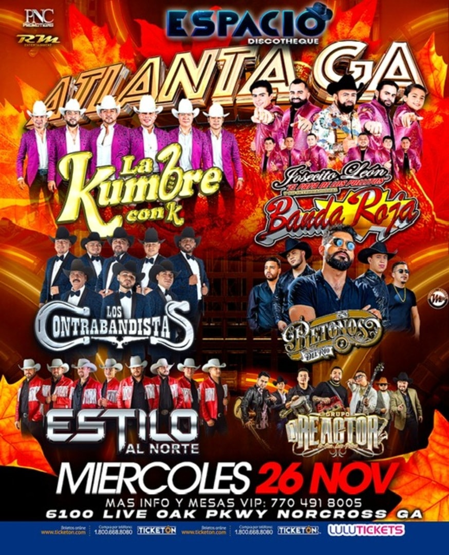 La Kumbre con K-Josecito Leon y La Internacional Banda Roja-Los Contrabandistas-Los Retonos del Rio-Estilo Al Norte-Grupo Reactor-Espacio Dscoteque