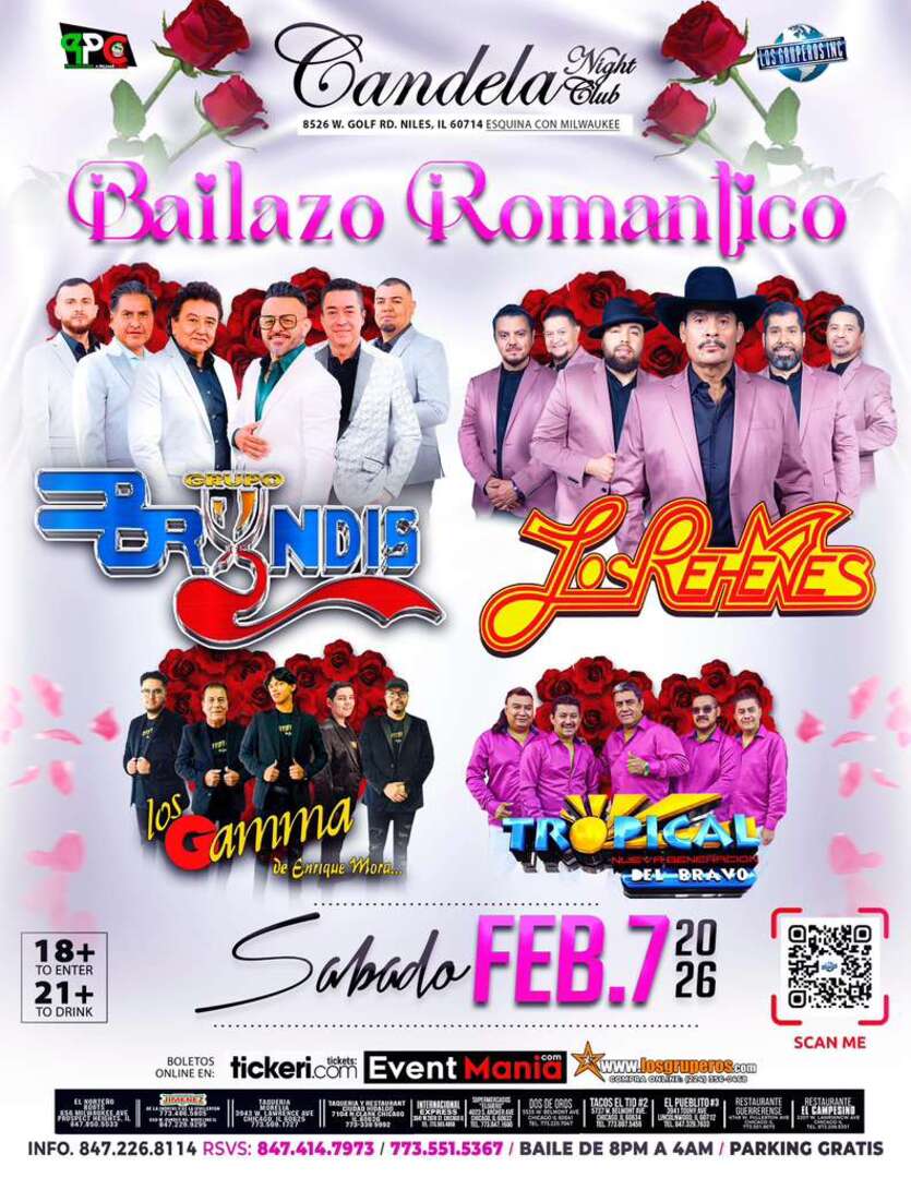 Grupo Bryndis-Los Rehenes-Los Gamma de Enrique Mora-Tropical del Bravo-Candela Nightclub