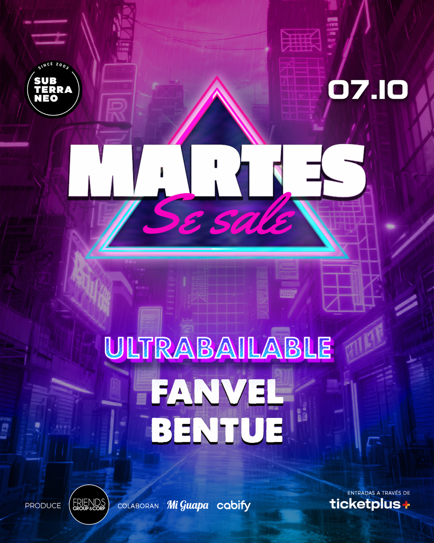 MARTES SE SALE! ★ MARTES 07 OCTUBRE ★ Club Subterráneo (+21)