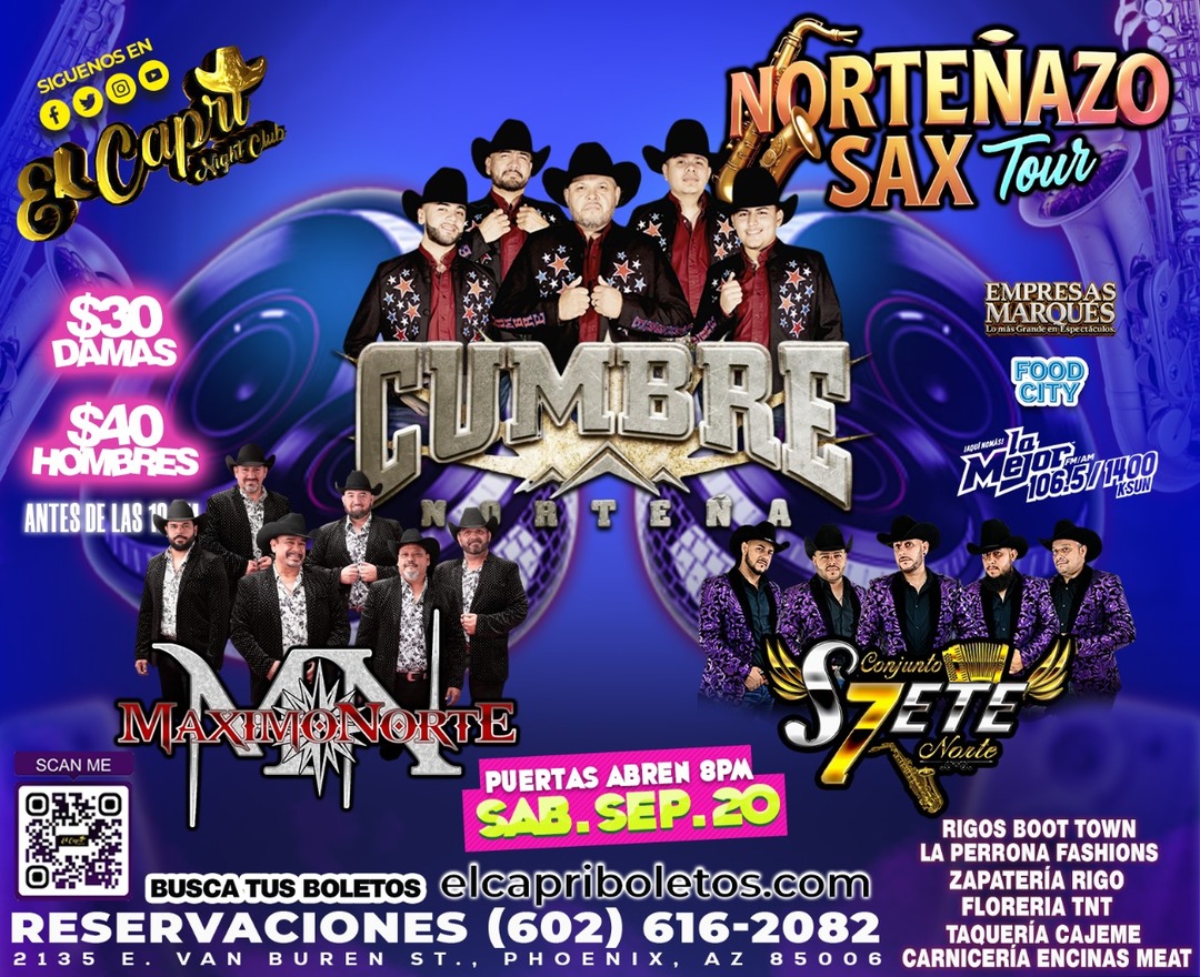 Cumbre Nortena-Maximo Norte-Conjunto S7ete Norte-Norteno Sax Tour