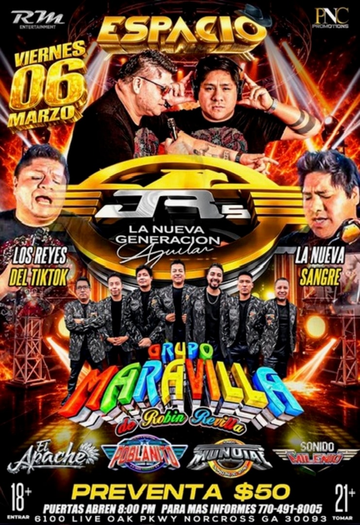 Juniors La Nueva Generacion Aguilar-Grupo Maravilla-El Apache-Poblanito-Sonido Mundial-Sonido Milenio-Espacio