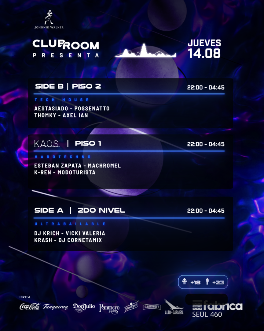 Clubroom Presenta @ Jueves 14 Agosto