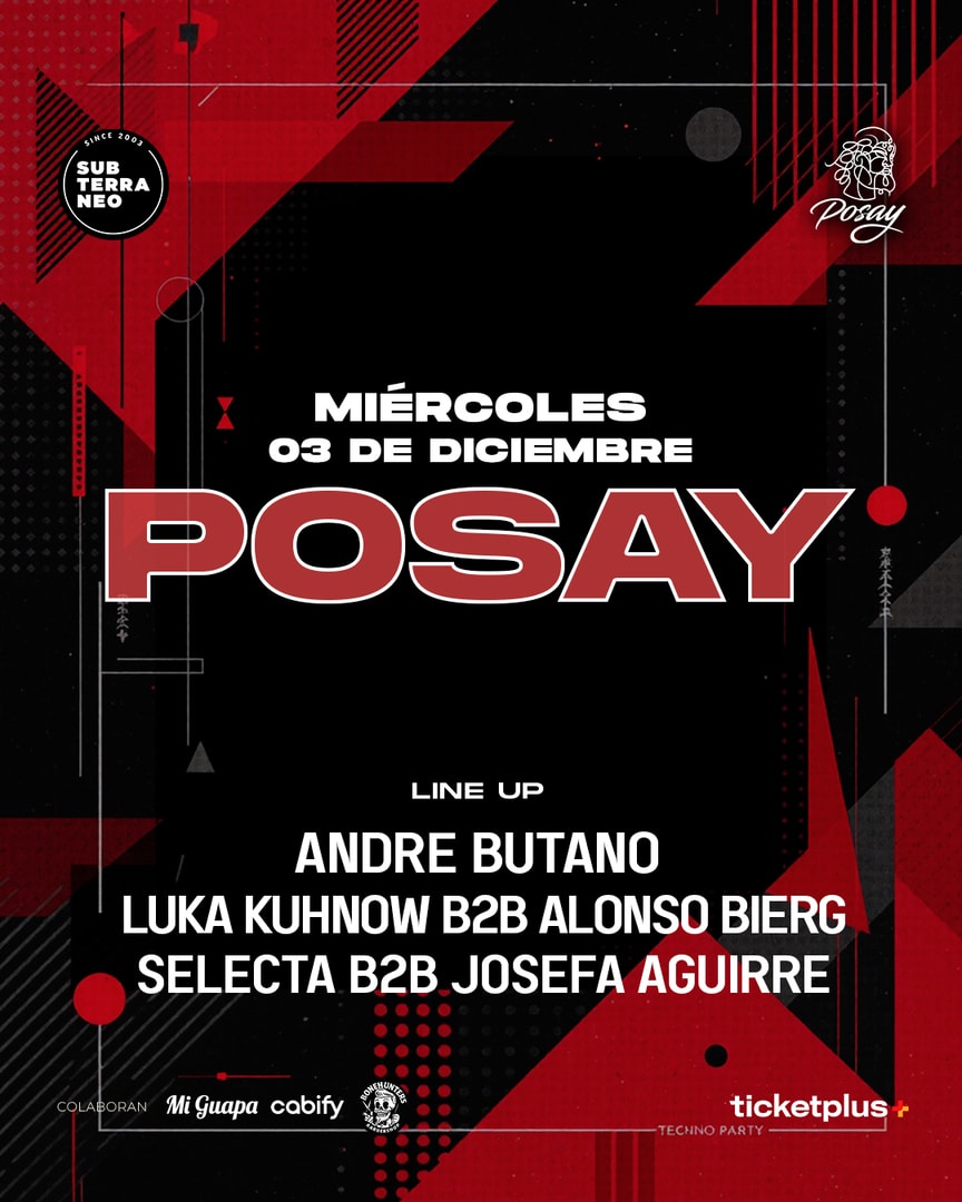 POSAY 🎵 MIÉRCOLES 03 DICIEMBRE ★ Club Subterráneo (+21)