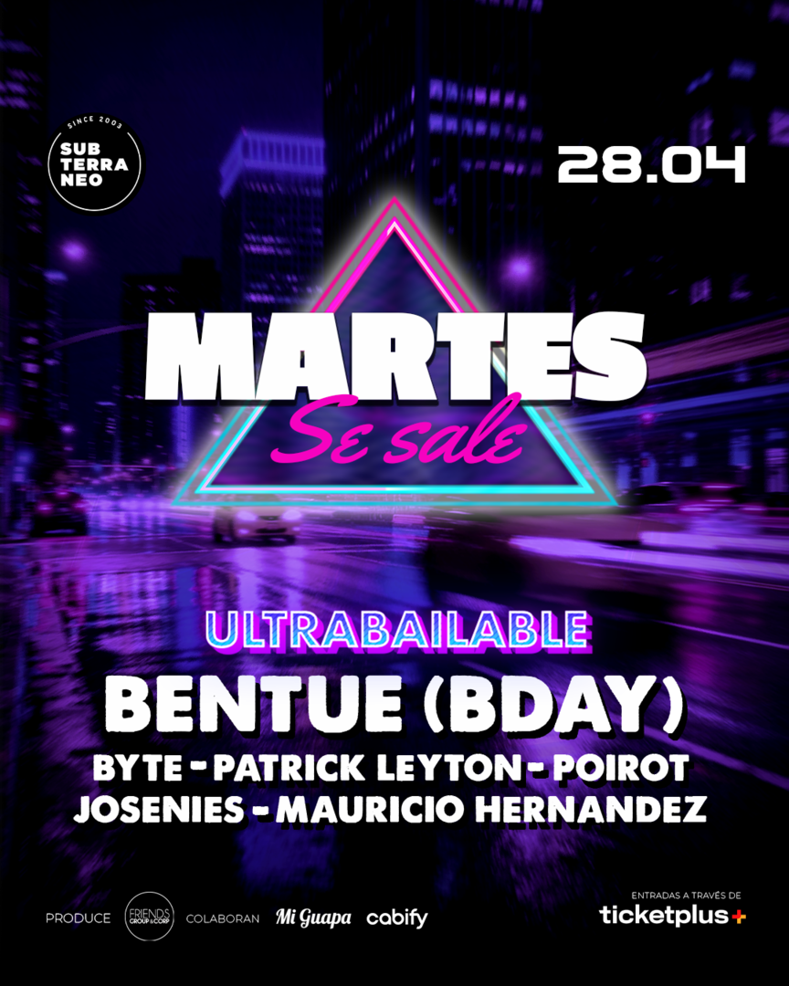 MARTES SE SALE! ★ MARTES 28 ABRIL ★ Club Subterráneo (+21)