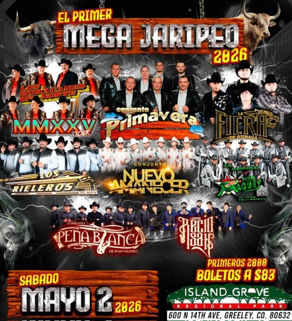 PRIMER MEGA JARIPEO-LOS HURACANES DEL NORTE-CONJUNTO PRIMAVERA-LA FIERA DE OJINAGA-LOS RIELEROS DEL NORTE-CONJUNTO NUEVO AMANECER-BANDA MAGUEY-CONJUNTO PENA BLANCA-GRUPO RECIO SAX-ISLAND GROVE