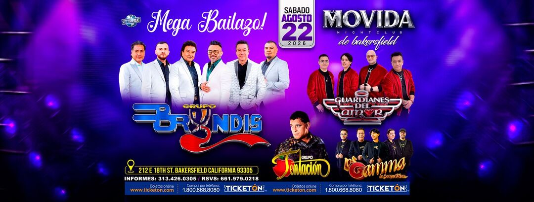 Grupo Bryndis-Guardianes del Amor-Tentacion-Los Gamma de Enrique Mora-La Movida