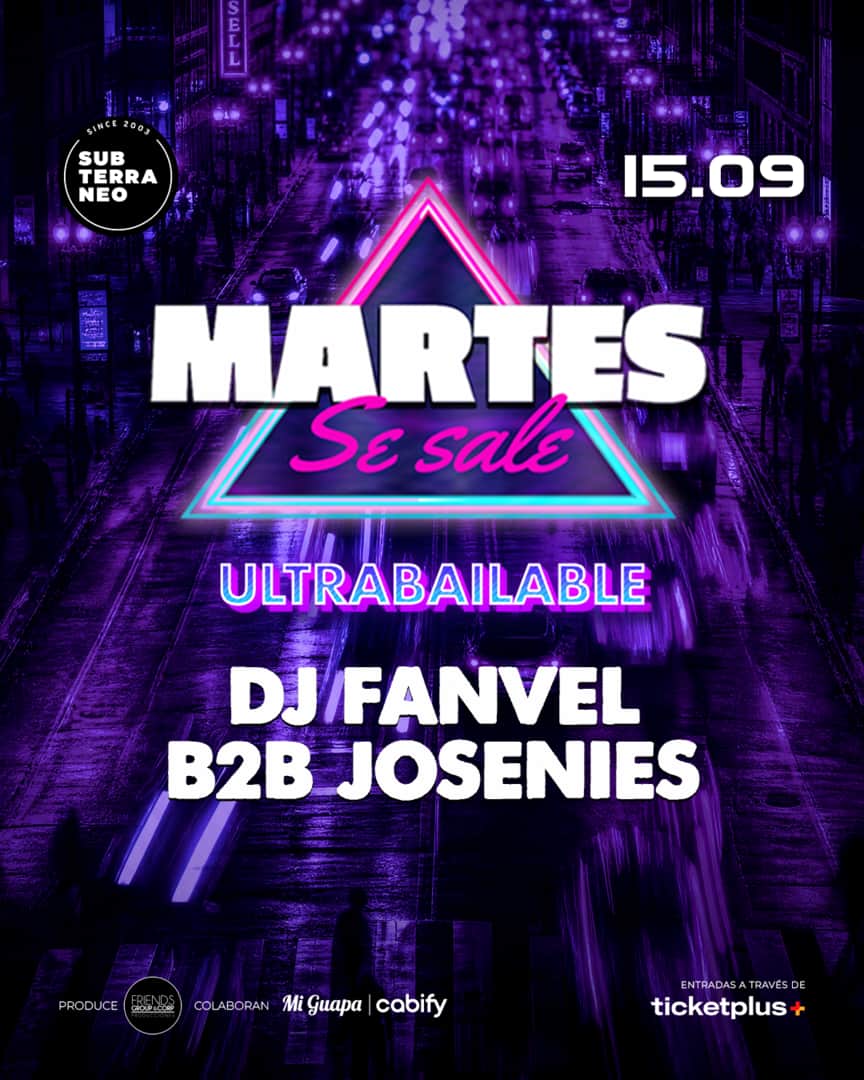 MARTES SE SALE! ★ MARTES 15 SEPTIEMBRE ★ Club Subterráneo (+21)