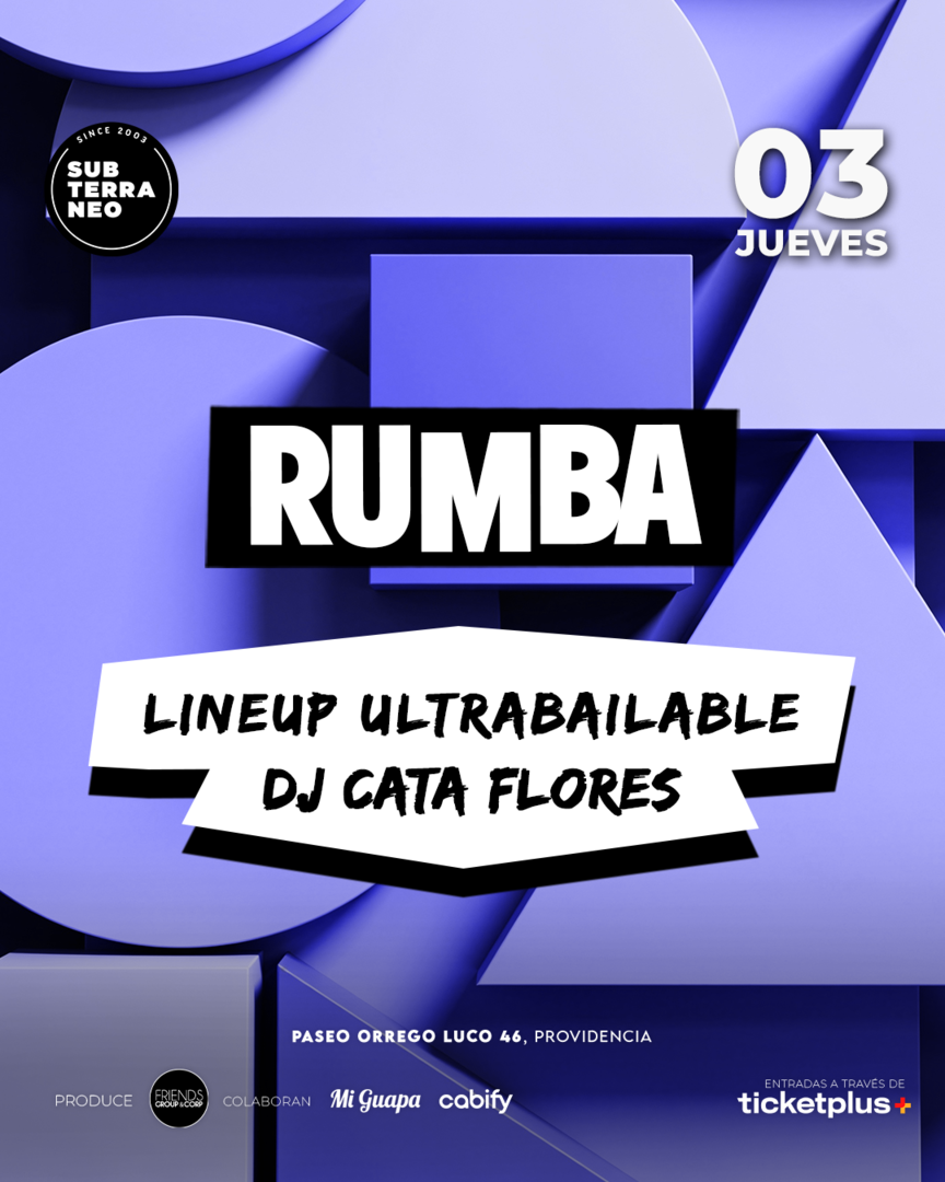 RUMBA Full Ultrabailable ★ JUEVES 03 SEPTIEMBRE ★ Club Subterráneo (+21M & +23H)
