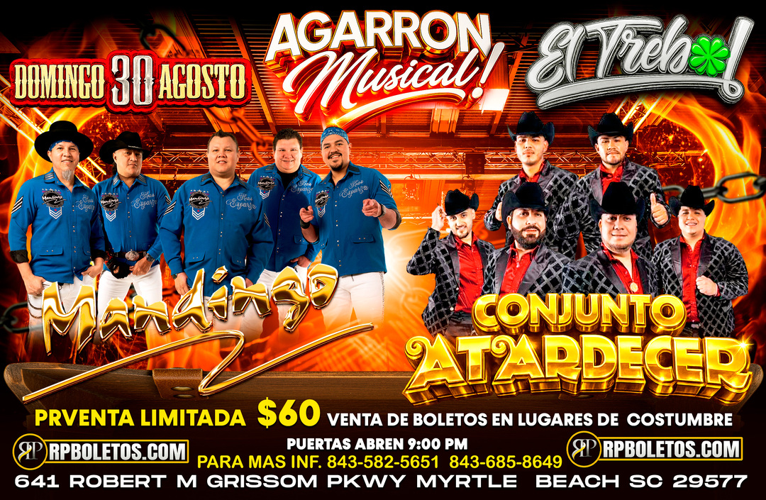 Agarron Musical-Mandingo-Conjunto Atardecer-Trebol-Myrtle Beach SC