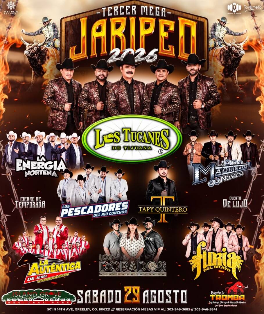 Tercer Mega Jaripeo-Los Tucanes de Tijuana-La Energia Norteña-Los Pescadores del Rio Conchos-La Maquinaria Nortena-La Autentica de Jerez-Los Dorados-Tapy Quintero-La Furia del Bravo-Island Grove
