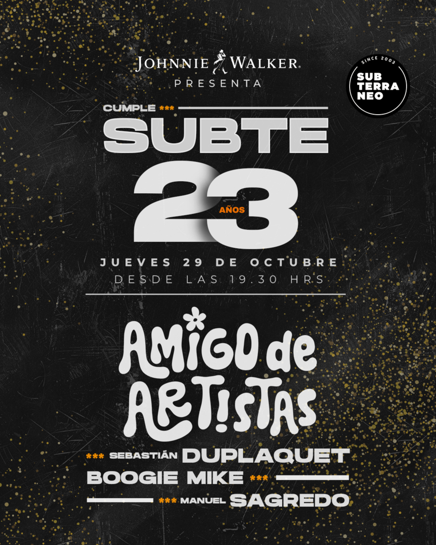 CUMPLE SUBTE 23 AÑOS 🥳 JUEVES 29 OCTUBRE 🎂 Club Subterráneo (+23)