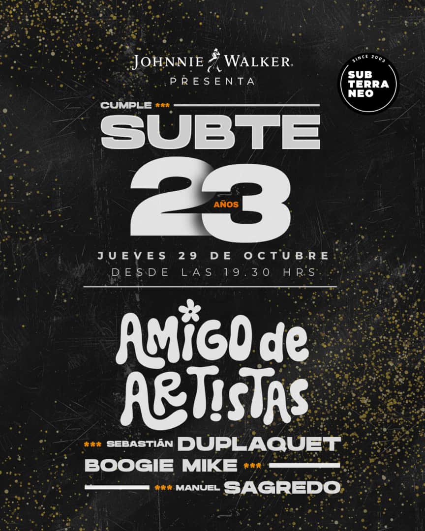 CUMPLE SUBTE 23 AÑOS 🥳 JUEVES 29 OCTUBRE 🎂 Club Subterráneo (+23)