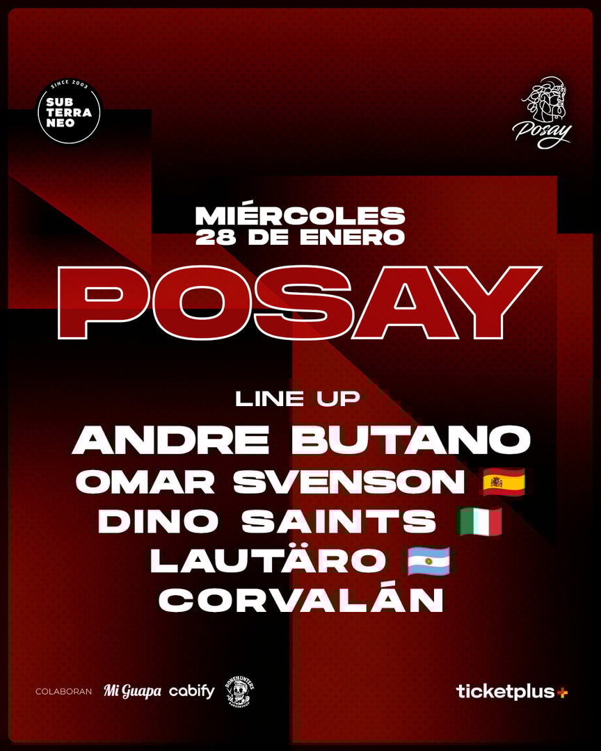 POSAY 🎵 MIÉRCOLES 28 ENERO ★ Club Subterráneo (+21)