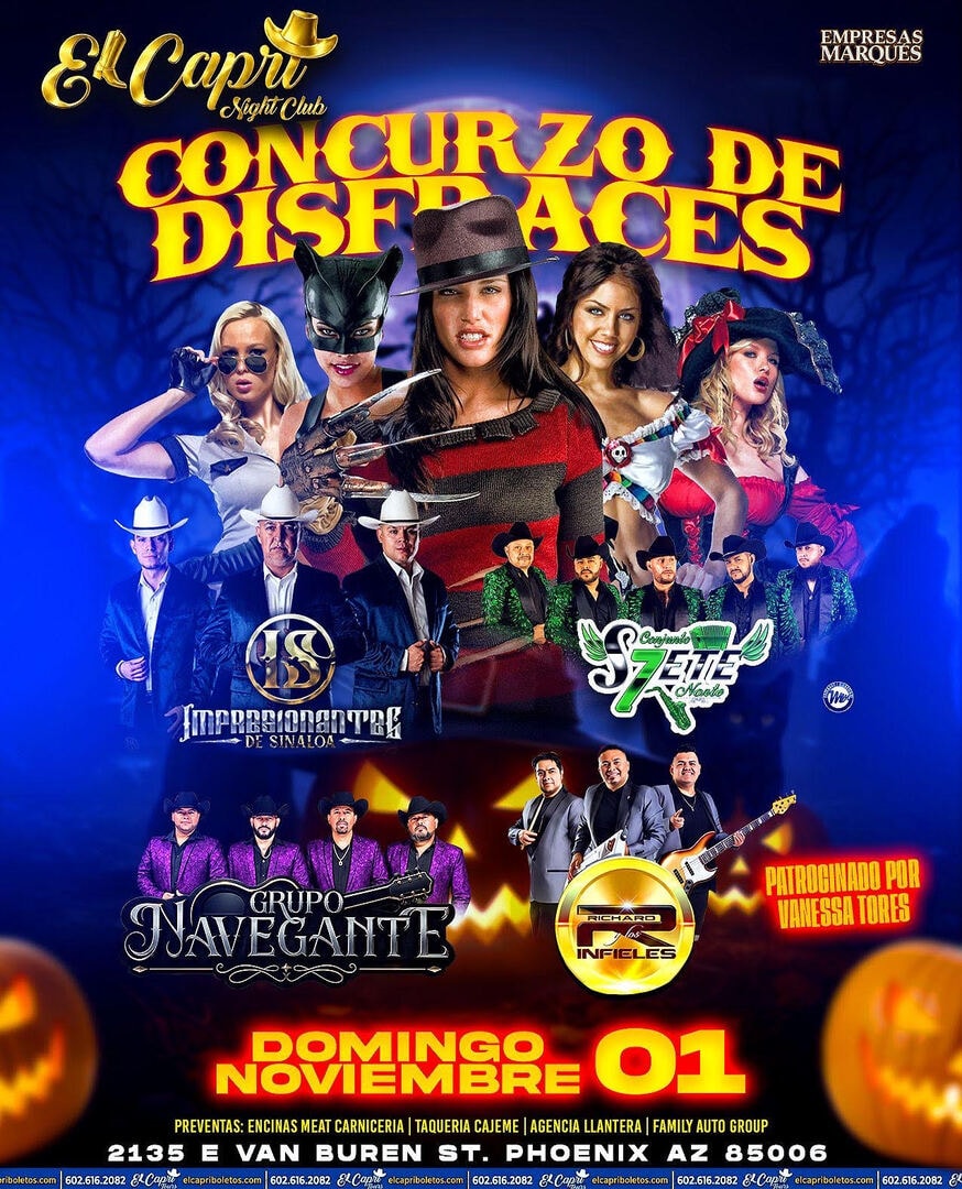 Impresionantes de Sinaloa-Conjunto S7ete Norte-Grupo Navegante-Richard y los Infieles-Concurso de Disfraces