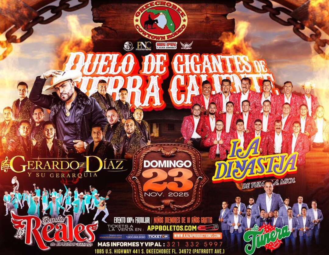 Gerardo Diaz y su Gerarquia-La Dinastia De Tuzantla-Banda Reales-Banda La Tunera-Duelo de Gigantes de Tierra Caliente-Okeechobee Cowtown Rodeo