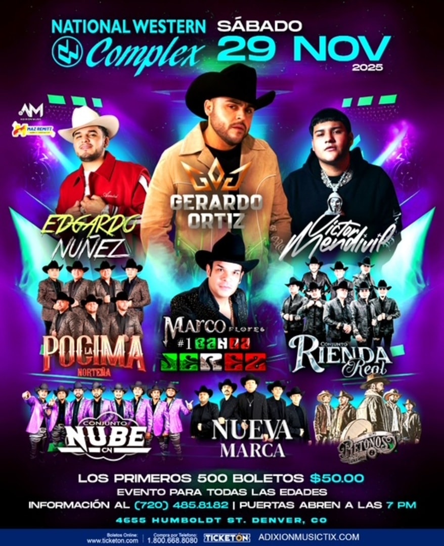 Gerardo Ortiz-Victor Mendivil-Edgardo Nunez-Marco Flores No. Uno Banda Jerez-La Pocima Nortena-Conjunto Nube-Conjunto Rienda Real-Nueva Marca-Retonos del Rio-Complex