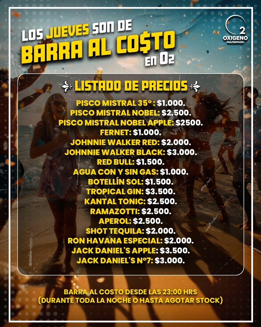 JUEVES 04 DICIEMBRE🔥JUEVES DE CLUB O2‼️ 🥃PRECIOS EN BARRA PREFERENCIALES PARA MIEMBROS DEL CLUB🍻🍹 INGRESO CON QR STOP 00 AM ❌CORTESÍAS LIMITADAS❌ ⚠️NOS RESERVAMOS EL DERECHO DE ADMISION⚠️ 🚹🚺+18 AÑOS