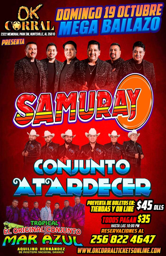 Samuray- Conjunto Atardecer-Mar Azul-OK Corral-Hunteville Al