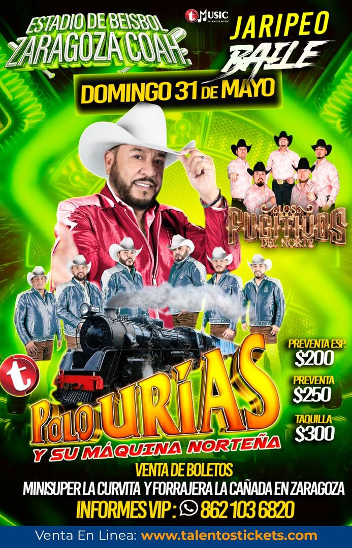 Polo Urias y Su Maquina Norteña Estadio de Béisbol de Zaragoza, Coahuila 
