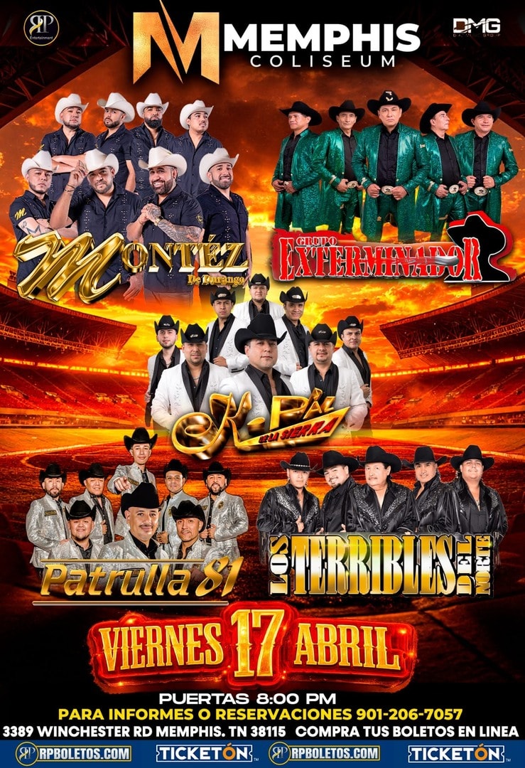 Montez De Durango-Grupo Exterminador-K-Paz-Patrulla 81-Los Terribles-Memphis Coliseum-Memphis TN