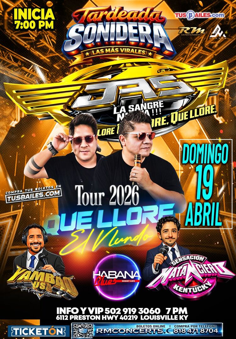 Juniors La Sangre Nueva Tour 2026 Que LLore-Yambao USA-Sensacion Matanciero Kentuky-Habana Blues