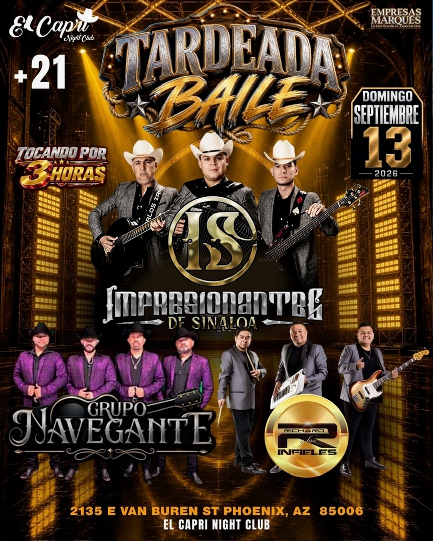 Tardeada Baile-Los Irresistibles de Sinaloa-Grupo Navegante-Richard y Los Infieles