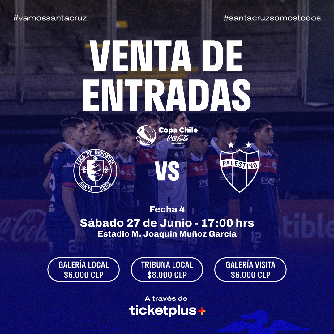 Deportes Santa Cruz vs Palestino / Copa Chile Coca Cola Zero Azúcar 2026 / Fecha 4