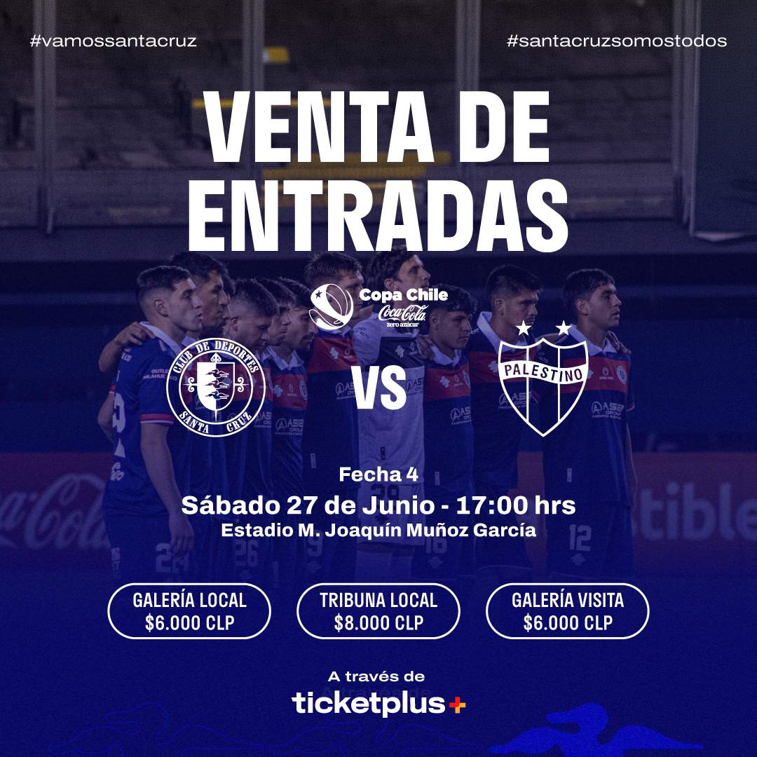 Deportes Santa Cruz vs Palestino / Copa Chile Coca Cola Zero Azúcar 2026 / Fecha 4