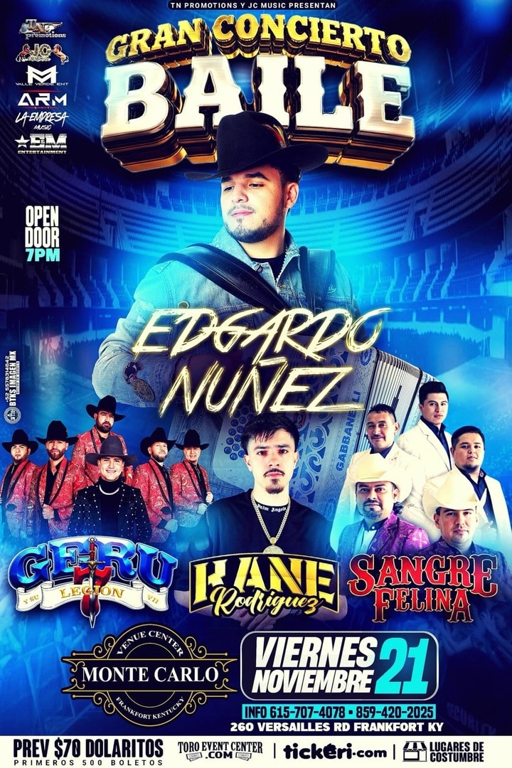 Gran concierto Baile con Edgardo Núñez, Geru y su Legión, Kane Rodríguez & Sangre Felina.