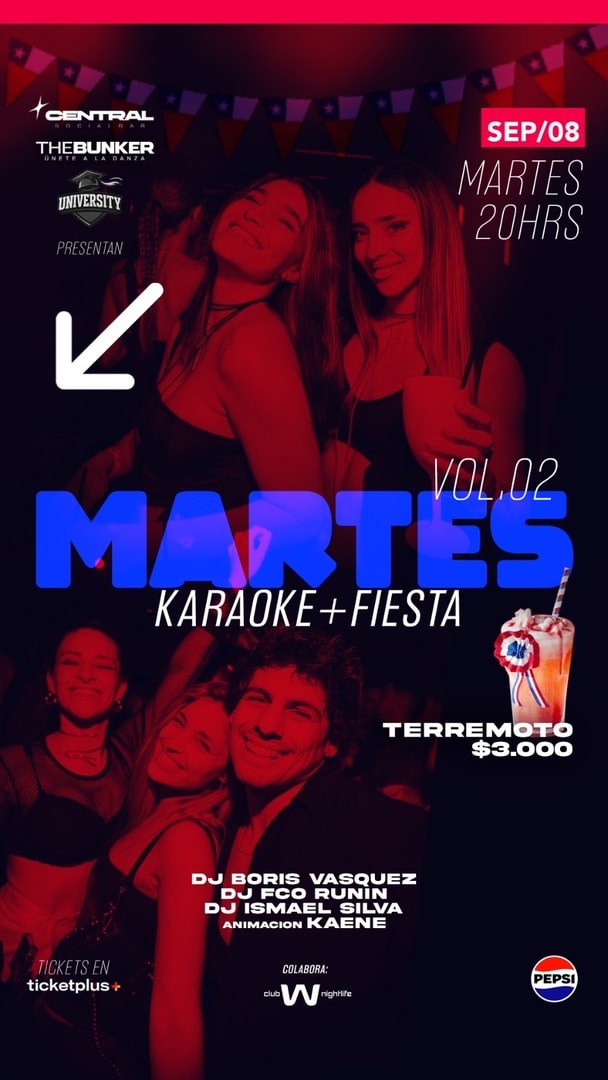 MARTES 08 SEPTIEMBRE 🇨🇱 University x The Bunker 🎓🥳