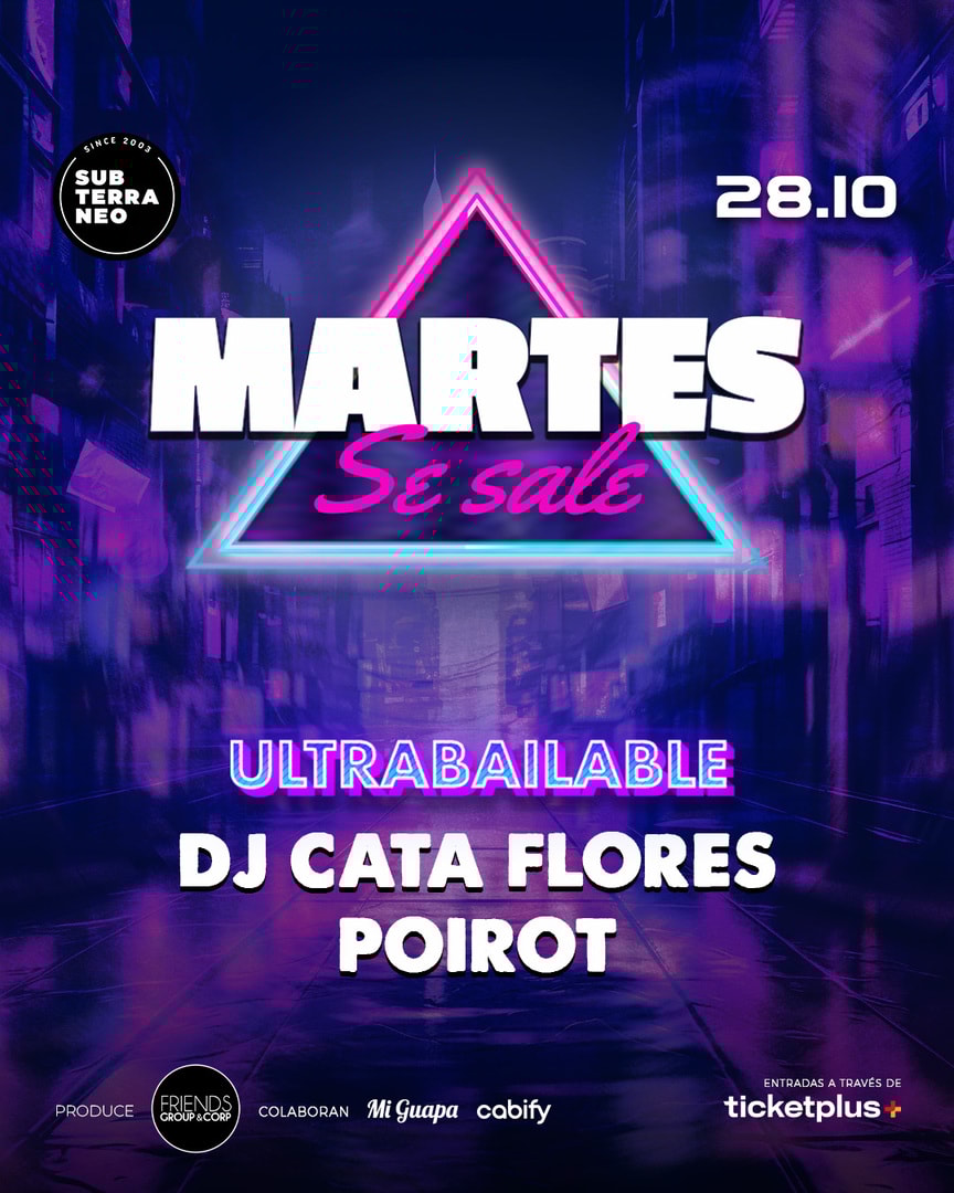 MARTES SE SALE! ★ MARTES 28 OCTUBRE ★ Club Subterráneo (+21)