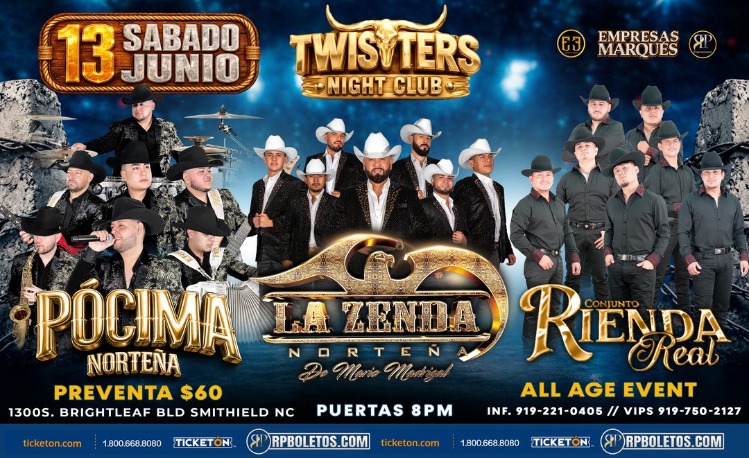 Pocima Norteña-La Zenda Norteña-Conjunto Rienda Real-Twisters Nightclub-Smithfield NC