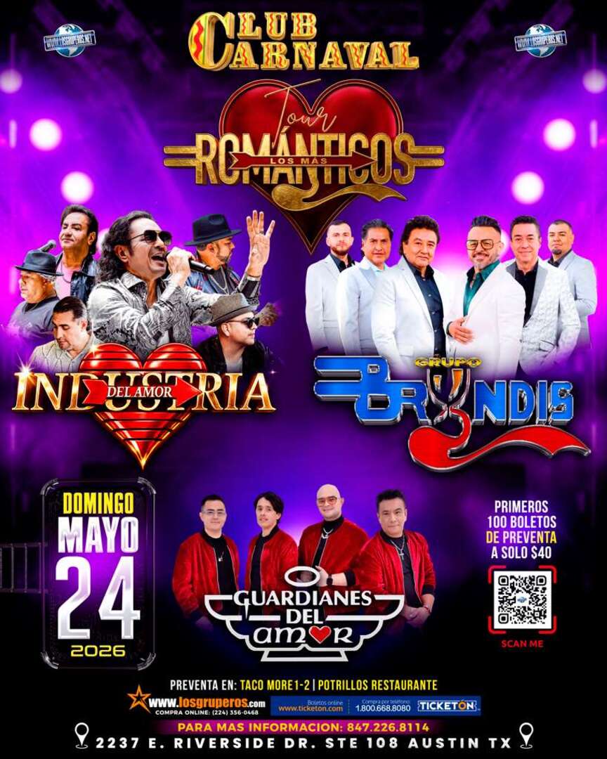 Tour Los Mas Romanticos-Grupo Bryndis-Industria Del Amor-Guardianes del Amor-Club Carnaval