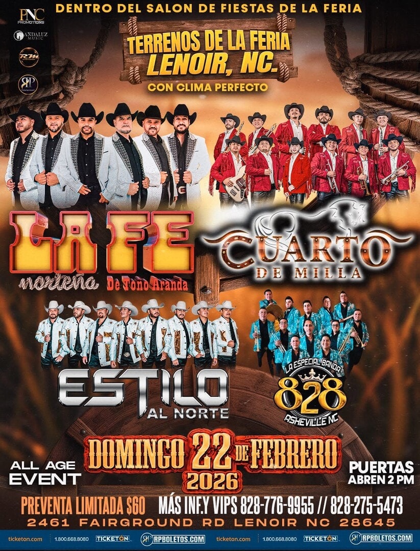 La Fe Nortena-Cuatro De Milla-Estilo Al Norte-La Banda Especial 828- Terrenos De La Feria Lenoir NC