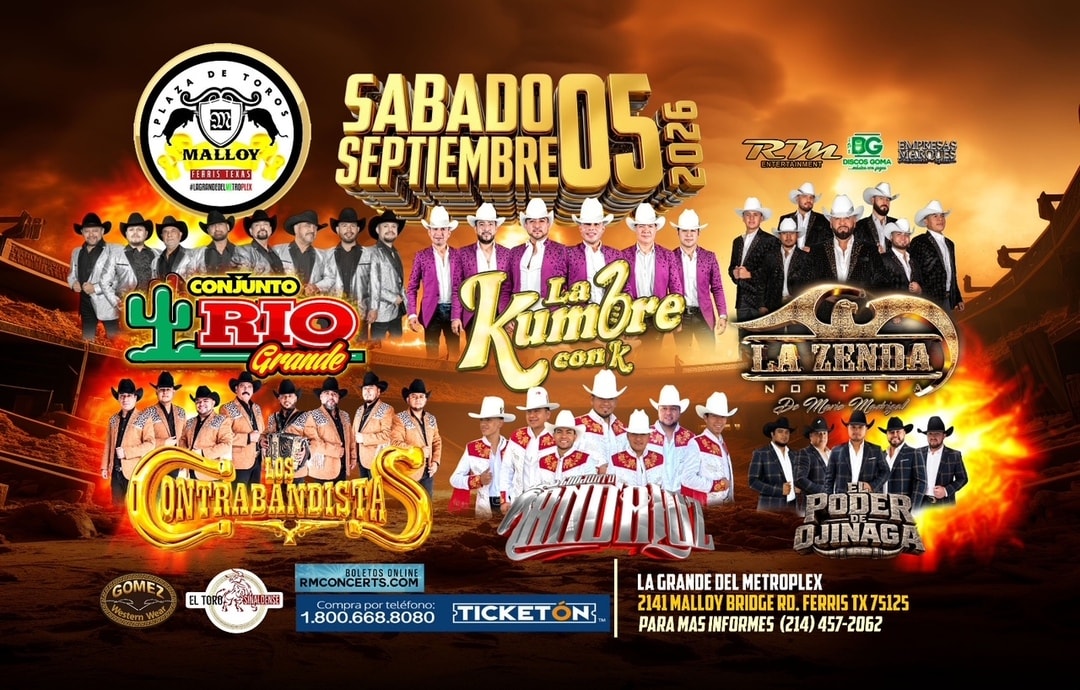 Conjunto Rio Grande-La Kumbre Con K-Los Contrabandistas-Conjunto Anda Luz-Plaza Malloy