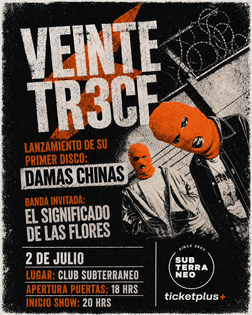VEINTE TR3CE 🎵 JUEVES 02 JULIO ★ Club Subterráneo 