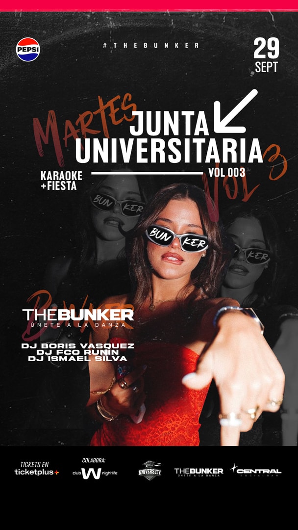 JUNTA UNIVERSITARIA🎓🥳  / MARTES 29 SEPT/ THE BUNKER 🎓🥳