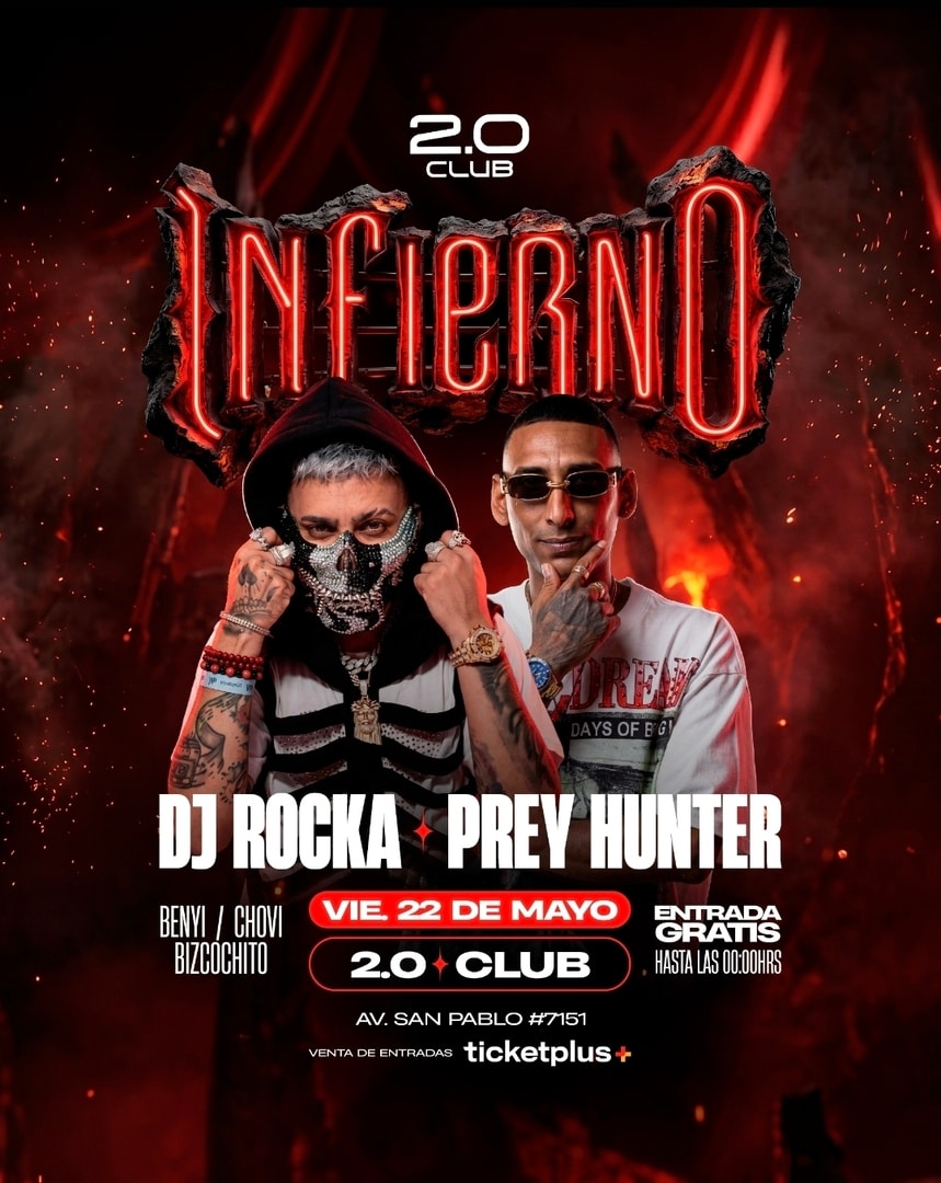 ROCKA FT PRAY HUNTER EN VIVO EN 2.0 - VIERNES 22 DE MAYO -23:00