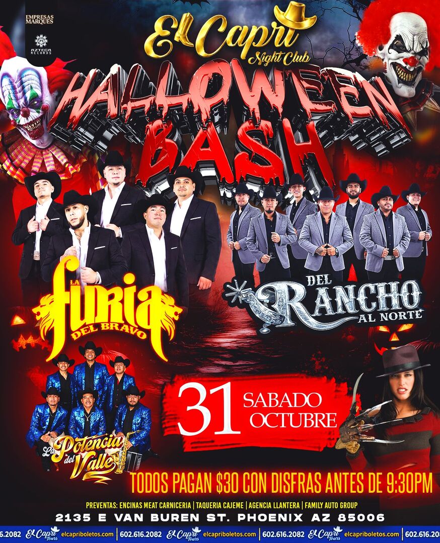 Halloween Bash-La Furia del Bravo-Del Rancho Al Norte-La Potencia del Valle