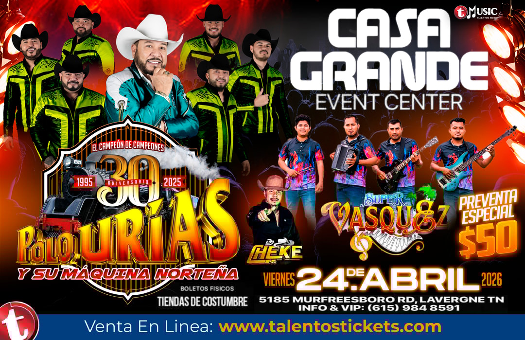 Polo Urias y Su Maquina Norteña en Casa Grande Event Center de La Vergne, Tennessee 