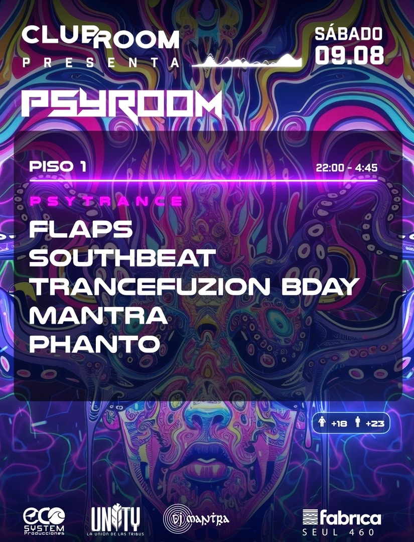 Clubroom Presenta Psyroom @ Sábado 09 Agosto